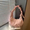 2026 Nova Bolsa de Ombro Único Plissada Estilo Ballet Feminina Doce Menina Nuvem Bolsa de Axila Design de Nicho