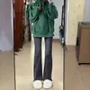 Jeans de Tiro Alto Elásticos de Micro-lar para Mujer Otoño e Invierno Forrados de Polar Talla Grande Chica Gordita Adelgazantes Forma de Pera Pantalones de Cuerno con Borde de Piel