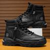 Sapatos Masculinos de Cano Alto, Esportivos Casuais de Montanhismo para Outono, Sapatos de Trabalho Antiderrapantes, Botas Brancas de Couro Impermeáveis com Solado Espesso e Aumento de Altura