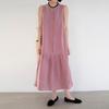 Vestido nuevo de primavera y verano 2025 de lino puro teñido en hilo, estructura dividida, cuello redondo sin mangas