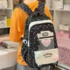 Mochila escolar estilo universitario para estudiantes de secundaria femeninas, linda mochila transparente de gran capacidad con estampado de estrellas, bolsa ligera de doble hombro