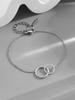 Pulsera de Acero de Titanio de Doble Círculo de Moda Ins de Venta Caliente Transfronteriza para Mujer, Pulsera Simple de Moda para Combinar con Todo, Estilo Frío, Celebridad de Internet