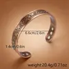 Set de Pulsera y Anillo Magnéticos de Venta Caliente Transfronterizo, Pulsera Magnética con Diseño de Flor, Joyería Unisex Estilo Retro Cepillado de Cobre Rojo Antiguo