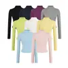 Camiseta de Manga Larga con Cuello Alto y Ajuste Delgado de Tencel para Mujer, Nuevo Top Corto Elegante de Base Adelgazante de Cintura Alta