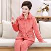 Pijama de Invierno para Mujer Chaqueta de Tres Capas Acolchada de Algodón con Terciopelo de Flor y Acolchado de Algodón Engrosado Cálido de Invierno Ropa de Casa para Adultos Mayores traje