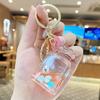 Llavero de pez dorado pequeño flotante para hombres y mujeres, exquisito, lindo, colgante de llavero de coche de botella flotante, colgante de bolso, pequeño regalo