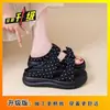 Sandalias de Estilo Suave con Suela Gruesa y Lazo para Mujer 2026 Nuevo Estilo de Verano con Falda Lindos Zapatos de Playa con Lunares de Una Sola Tira
