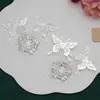 Acessórios Decorativos Redondos de Renda com Recorte de Borboleta de Camada Dupla Tridimensional Acessórios para Pente de Cabelo com Recorte de Borboleta para DIY Joias
