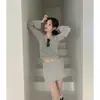 Enviado Ahora, Actualización de Talla: Chic Coreano Nuevo Estilo Suave Top de Punto Fino + Conjunto de Falda Adelgazante