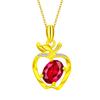 Colar Ouro Areia Quente Natal Pingente Fruta da Paz para Namorada Clavícula Maçã Rubi Vermelho Suave Pingente de Fogo