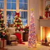 Árvore de Natal de Novo Produto Transfronteiriça, Árvore Extensível com Flocos de Neve Rosa e Lantejoulas, Árvore Dobrável para Vitrine, Decoração de Natal