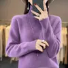 Nuevo suéter de cuello alto tejido para mujer de otoño e invierno, de manga larga, grueso, con hombros caídos, moderno, versátil, de corte holgado y favorecedor