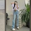 Jeans de Pierna Recta para Mujer 2025 Otoño Nuevo Cintura Alta Ajustados Caqui Versión Pequeña Estrecha Pantalones de Pierna Ancha con Caída