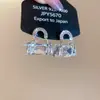 Pendientes Redondos Cuadrados de Lentejuelas Incrustados con Diamantes Estilo Simple y Fresco Pendientes de Lujo Accesible Pendientes de Nicho de Gama Alta