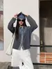 Cárdigan de punto de mezclilla patchwork estilo europeo, nuevo diseño otoño/invierno 2026, abrigo suéter holgado y casual para mujer