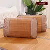 Almofada de esteira de bambu carbonizado de verão, travesseiro de bambu, fronha, almofada de resfriamento para estudantes, travesseiro de rattan para uma pessoa, fronha