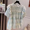 Camisa de Mujer con Mangas Abullonadas 2026 Verano Tallas Grandes con Volantes Floral Diseño Holgado Súper de Hada Top Adelgazante