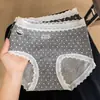 9853 Encaje de Lunares Gris Colección Otoño, Ropa Interior 100% Algodón Cepillado para Mujer, Algodón Puro con Entrepierna Extendida, 10A Antibacteriano