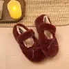 Zapatos de Invierno Cálidos de Piel 2026 Estilo Coreano para Mujer Mary Janes con Lazo Algodón Dulce de Corte Bajo con Felpa