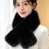 Bufanda nueva de imitación de piel de zorro para otoño e invierno, calentador de cuello de felpa de imitación de marta engrosado, a prueba de viento y cálido, con un cuello cruzado de piel