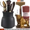 &Frete Grátis Cerimônia do Chá Seis Cavalheiros Combinação Conjunto Completo Acessórios para Conjunto de Chá Kung Fu Colher de Chá de Bambu Pinças Pinças Madeira Maciça