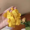 Brincos de Franja Amarelos de Chiffon Pétala Passo Gentil da Brisa para Mulheres, Brincos Exagerados para Férias na Praia, Brincos de Tarraxa Únicos e Bonitos