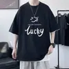 Camiseta de Manga Corta de Algodón Puro para Hombre, Estilo Delgado de Verano, Nueva Marca de Moda 2026, Estilo de Hong Kong, Top Holgado de Manga Media para Hombre