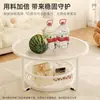 Mesa de centro para sala de estar, mesa redonda pequeña de doble capa, lujo ligero nórdico, mesa de té pequeña de moda, mesa de té redonda de vidrio simple