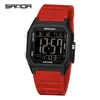 Reloj Sanda Simple Cuadrado Pequeño con Pantalla Única, Reloj Deportivo Multifuncional para Exteriores 50m Resistente al Agua, Reloj Electrónico Cuadrado para Estudiantes