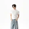 Camiseta Sencilla de Media Altura con Mangas Cortas para Hombres y Mujeres, Top Base de Ajuste Delgado, Versátil para Uso Casual de Verano, Cleanfit