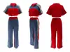 3074 Ropa Transfronteriza Europea y Americana para Mujer Amazon Splicing de Mezclilla Color Cuello Alto Cremallera Top Pantalones de Pierna Ancha Conjunto de Dos Piezas para Mujer