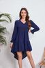 Amazon Transfronterizo Primavera 2026 Vestido de Manga Larga de Cuello V con Lazos en la Espalda de Color Sólido, Largo Medio, Estilo Sirena para Mujer