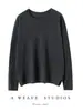 Tejido de Punto de Cachemir 100% Puro Hilo Fino Otoño e Invierno Nuevo Ropa de Punto para Mujer Cuello Redondo Holgado Jersey Cálido de Punto de Color Puro