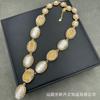 Nuevo conjunto de cuatro piezas de perla barroca de piedra citrina natural, joyería de moda con personalidad, suministro al por mayor en vivo