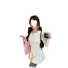 Camada Base Térmica Gola Redonda Manga Longa Vestido com Painel Traseiro Costurado, Camiseta de Camada Base Feminina