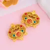 Acessórios para Joias de Liga DIY Vazado Estilo Antigo Banhado a Ouro Caractere da Sorte Pingente de Cabacinha Pingente para Pulseira DIY com Fecho de Segurança