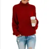 Suéter Grueso de Punto Nuevo Estilo Europeo y Americano para Mujer, Comercio Exterior, Bestseller de Amazon, Cuello Alto con Borde Enrollado, Manga Murciélago, Tejido de Punto