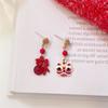Pendientes de Año Nuevo Pendientes de Invierno Rojos Otoño e Invierno Pendientes Elegantes de Nicho Femenino