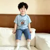 Conjunto de Ropa de Casa de Algodón Lyocell para Niños y Niñas, Conjunto de Verano de Manga Corta y Pantalones Cortos, Pijama Fresco y Sencillo para Niños