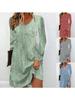 Otoño e Invierno 2025 Estilo Europeo y Americano Estación Independiente de Amazon Aliexpress Vestido de Manga Larga Estampado Digital Stock Listo Nuevo Estilo