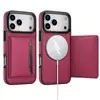 Adecuado para funda de teléfono iPhone 16, soporte magnético para coche Samsung S25, ranura para tarjetas, cubierta protectora de cuero anticaída, Google 9