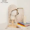 Nuevo Sombrero de Punto Cálido para Mujer Otoño e Invierno con Trenzas, Bola de Lana y Cachemira Pura para Protección de Orejas