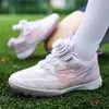 Chuteiras de futebol com travas TF para crianças e adolescentes, alunos do ensino fundamental, meninos e meninas, calçados para treino e competição, sem cadarço com fecho giratório