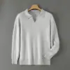 Suéter Bai Cai Rong Otoño Invierno 100% Lana para Hombre Cuello de Gaviota Jersey Grueso Suéter Holgado Casual de Punto Capa Base