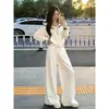 Conjunto deportivo casual de dos piezas extremadamente elegante para primavera y otoño con sudadera con capucha y pantalones de pierna ancha