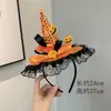 Tocado de Halloween Sombrero Mágico de Bruja Diadema Decoración de Maquillaje Diadema de Encaje Horquilla de Calabaza Accesorio para el Cabello de Fantasma
