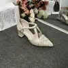 Sandalias de Punta para Mujer 2026 Modelo Nuevo de Otoño con Tacón Fino, Correa Única de Velcro, Tacones Altos Tejidos de Piel Suave