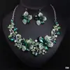 Explosões Transfronteiriças Europeias e Americanas Colar de Flores Brincos Conjunto Cristal Colorido Pedra Preciosa Joias Vestido Banquete de Noiva Feminino Combinando