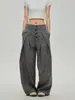 Moda Transfronteriza Retro Diseño Americano Plisado Texturizado Casual Caída Holgado Pierna Recta Tendencia Marca Silueta Retro Pantalones de Vestir
