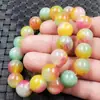 Pulsera de Jade Flor de Durazno Pulsera de Perlas Redondas de Jade Pulsera de Jade Roca de Cuarzo Pulsera de Perlas Redondas de 12 mm Pulsera de Jade Joyería